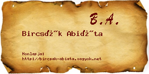 Bircsák Abiáta névjegykártya